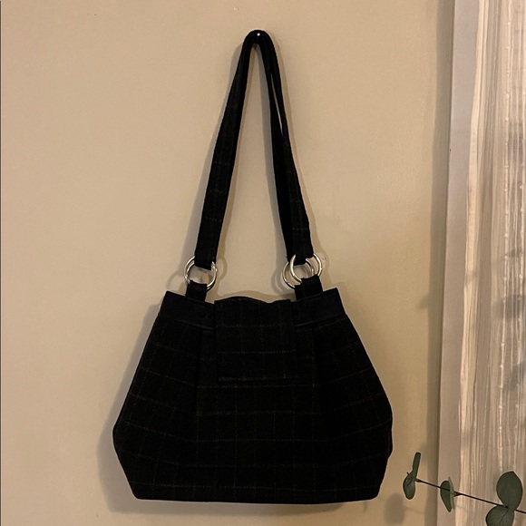 Unique Dark Navy Blue Plaid Women's Shoulder Bag - Picture 4 of 11